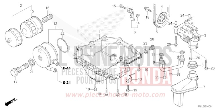 OIL PAN/OIL PUMP for CB1000F "Big One" GRAND PRIX RED (R380) from 2025